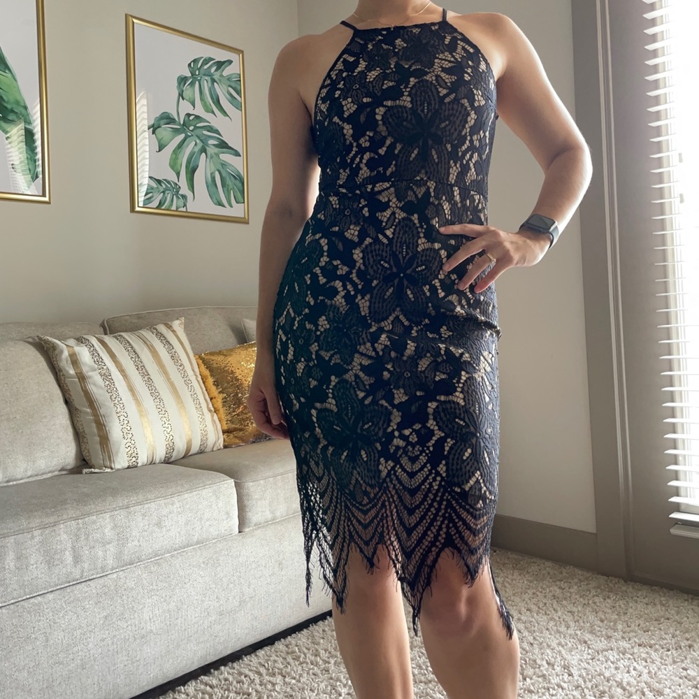 Black and Cream Lace Dress